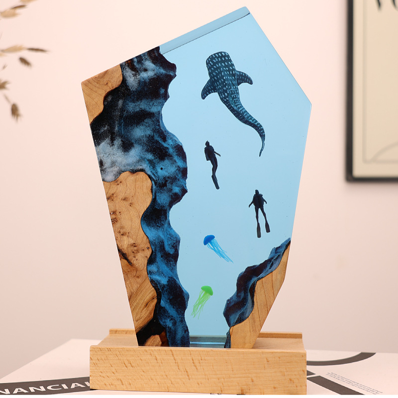 Resin Art Wedding Gift - Ornamen Resin Gua Paus Penyelam Ubur-ubur