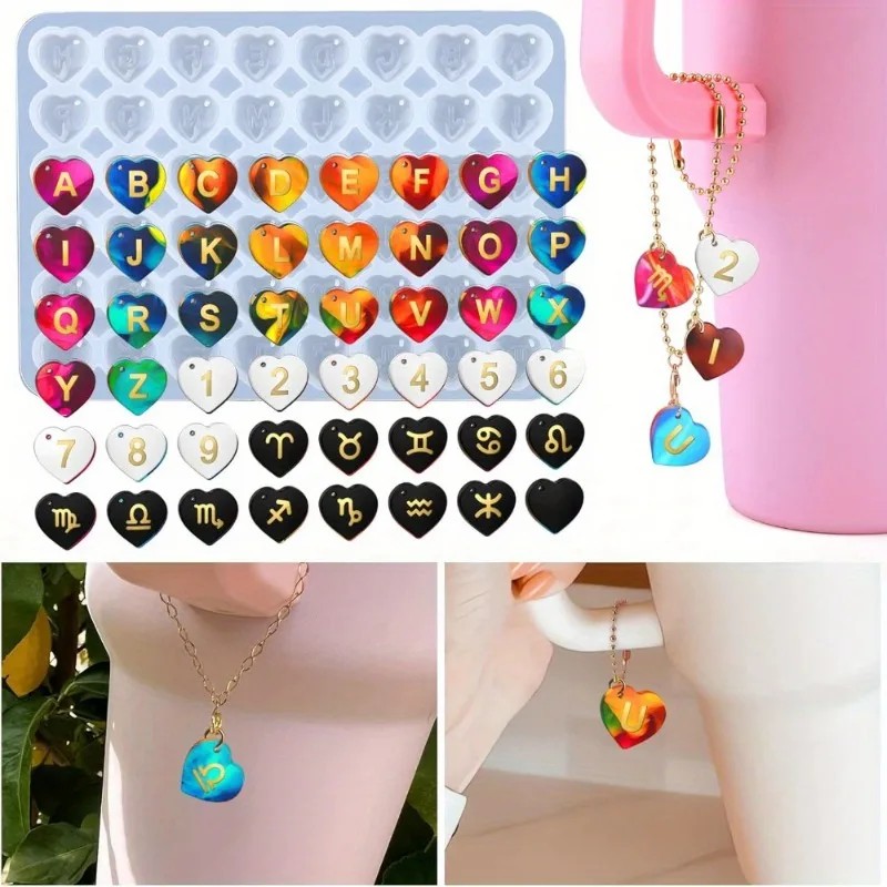 Resin Art Alphabet - 1 Buah Gelang Jimat Liontin Konstelasi