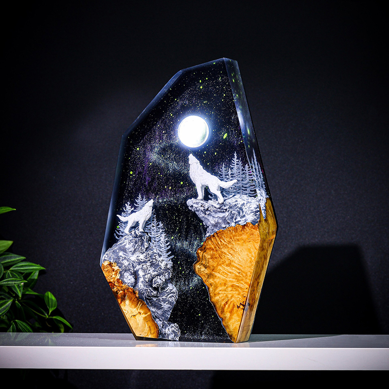 Resin Art Baby - Lampu Meja Resin Figur Hewan Alam