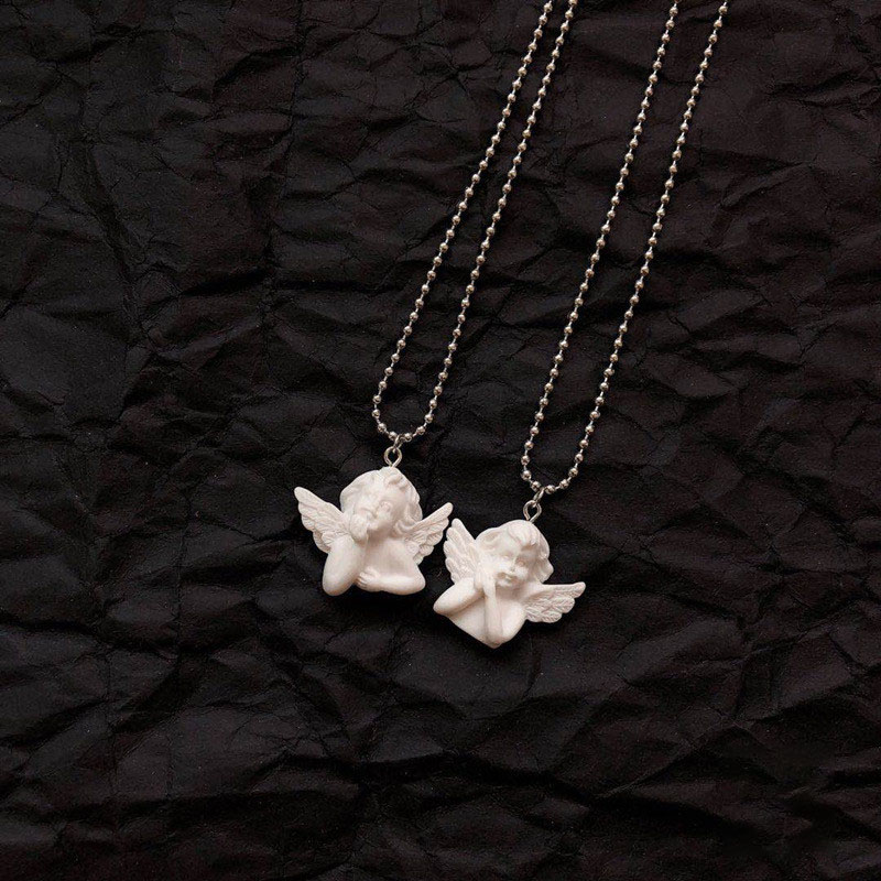 Resin Art Baby - Liontin Malaikat Cupid Lucu Kalung Baja