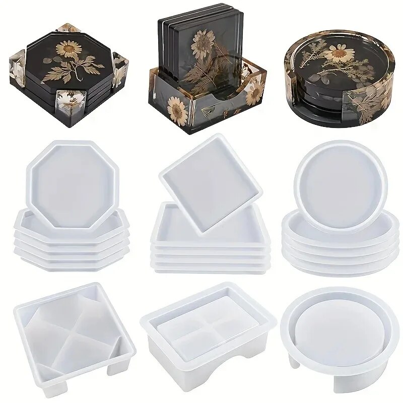 Resin Art Equipment - Set cetakan Resin Coaster termasuk 1
