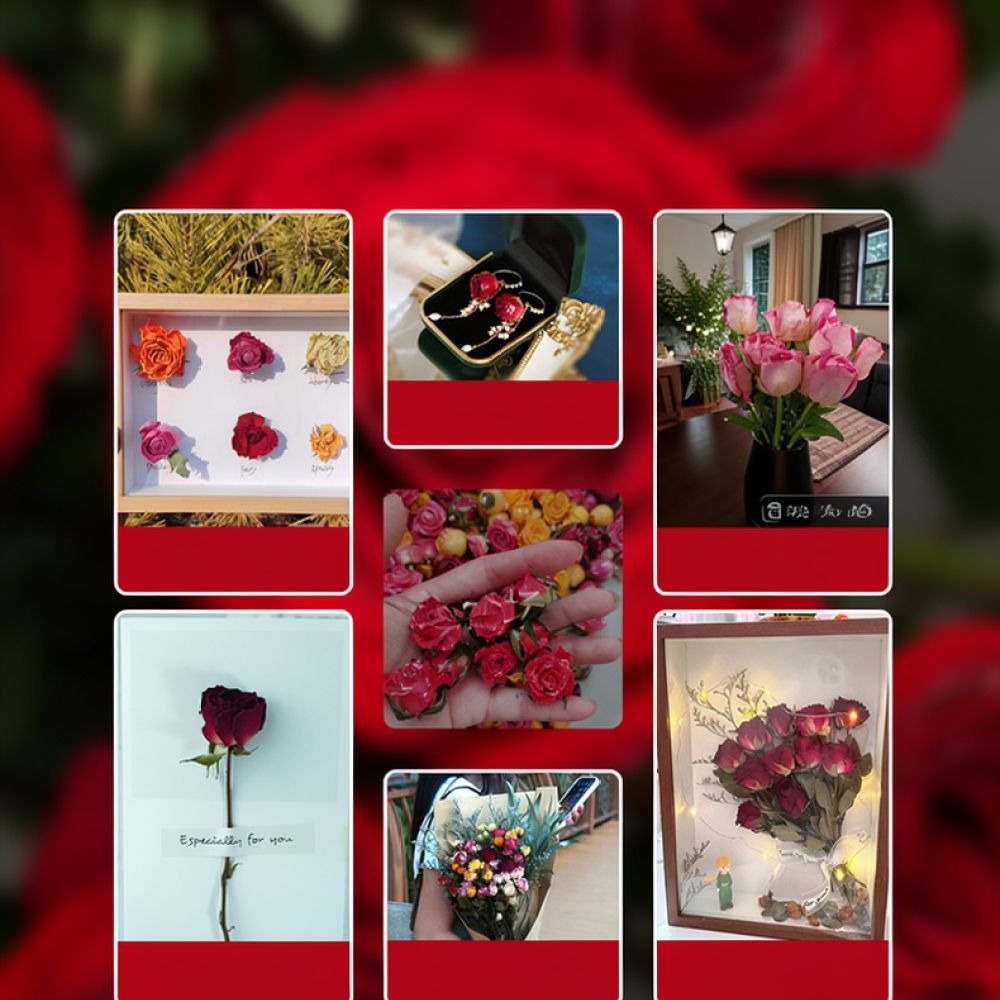 Resin Art Rose - Buket Bunga Mawar Kering Alami, Mawar