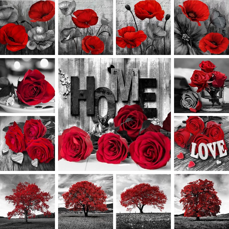 Berlian Mosaik Merah Hitam Sen - Resin Art Rose ulasan dan harga